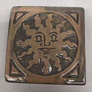 Handmade Ceramic Tile: Gray Sun